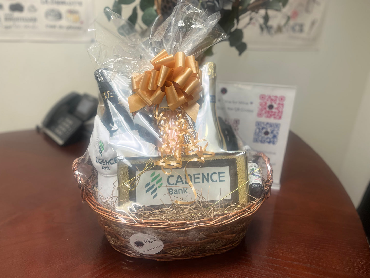 2 Bottle Gift Basket with Large Logo Chocolate Bar.