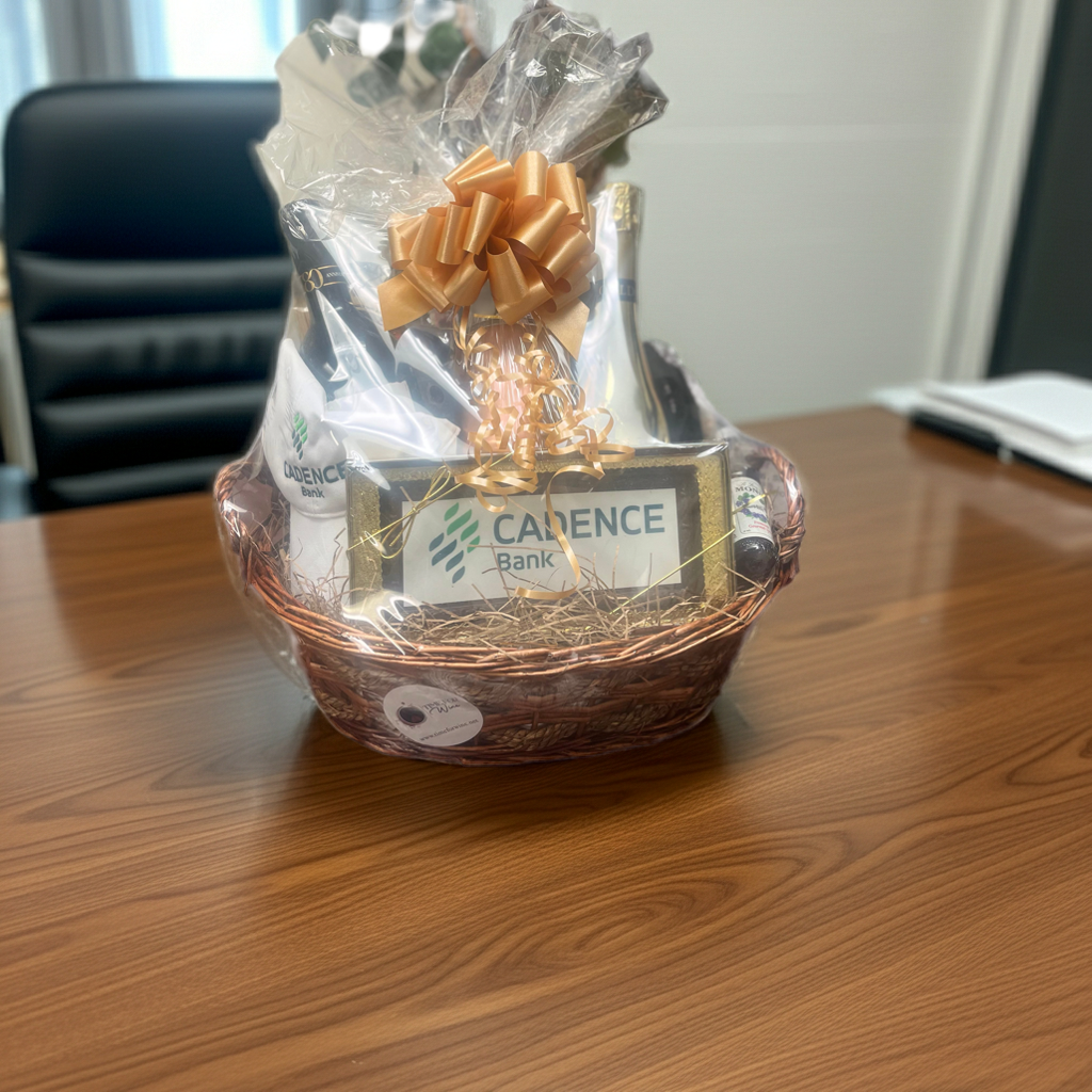 2 Bottle Gift Basket with Large Logo Chocolate Bar.